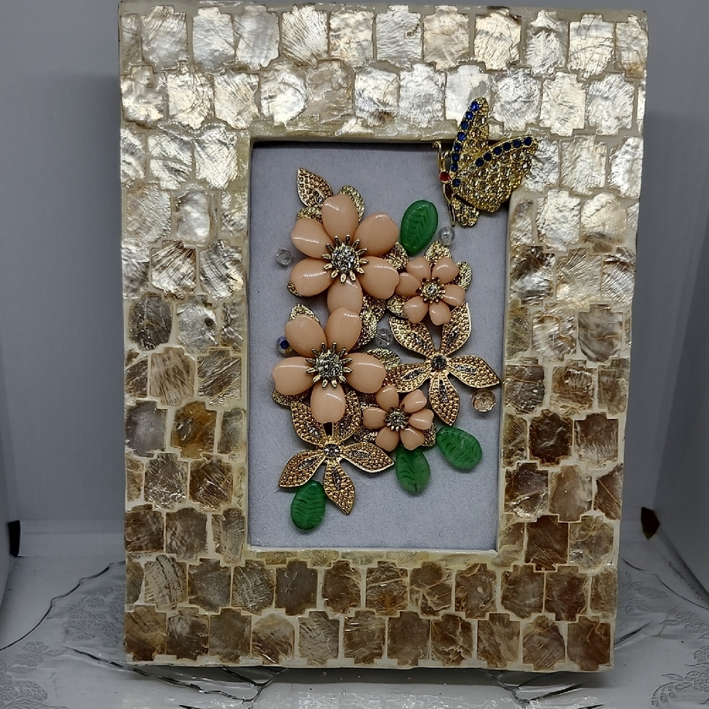 Elegant Floral Jewelry Art Picture with Butterfly Accents